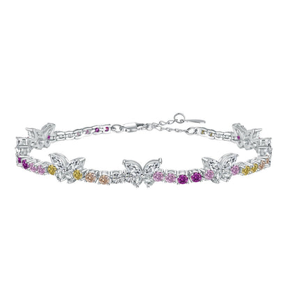 [AURORA] Verziertes buntes Schmetterlings-Armband in Rundschliff