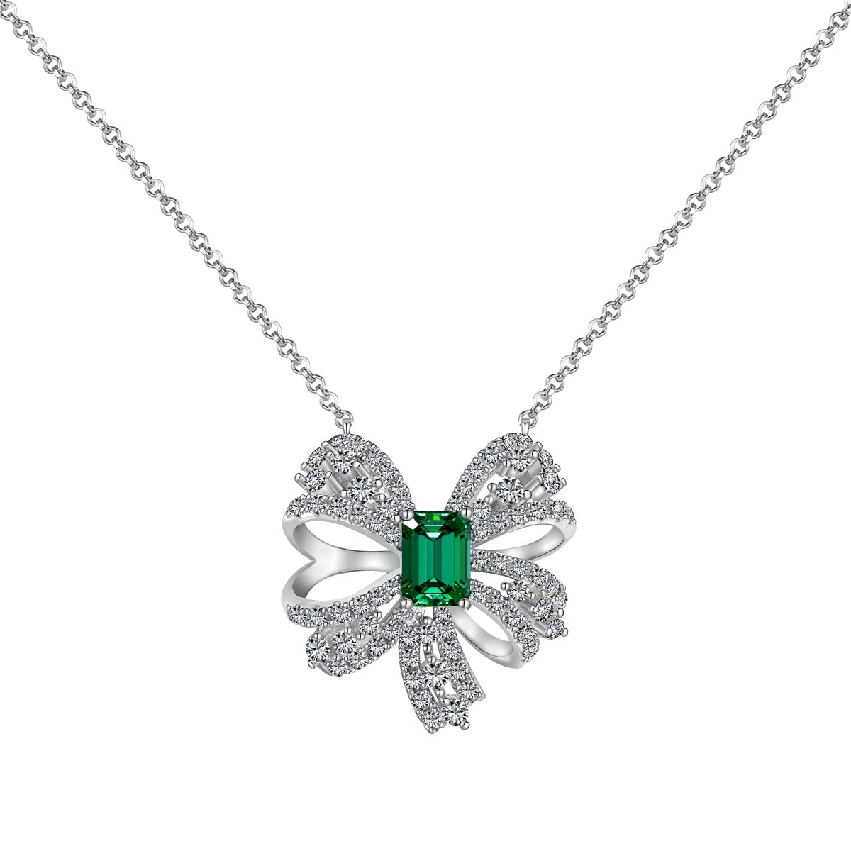 [Aurora]Luxurious Flower Shape Emerald Cut Necklace