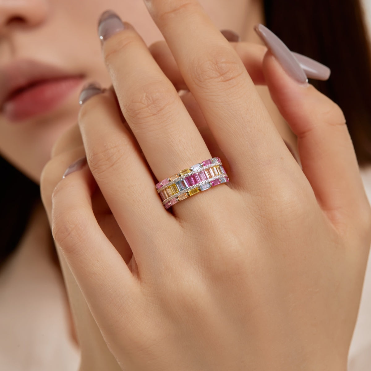 [AURORA]Dazzling Colorful Radiant Cut Party Ring
