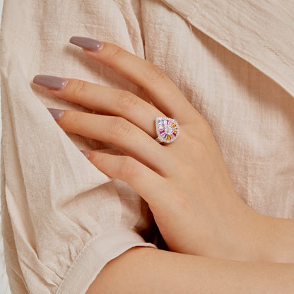 [Aurora]Elegant Colorful Water Drop Shape Banquet Ring
