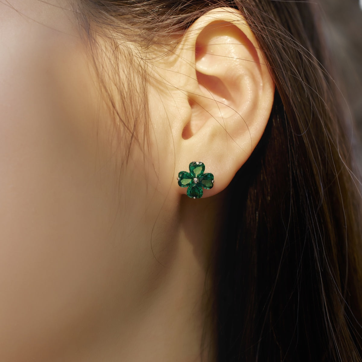 [Aurora]Four-Leaf Clover Ball Earrings
