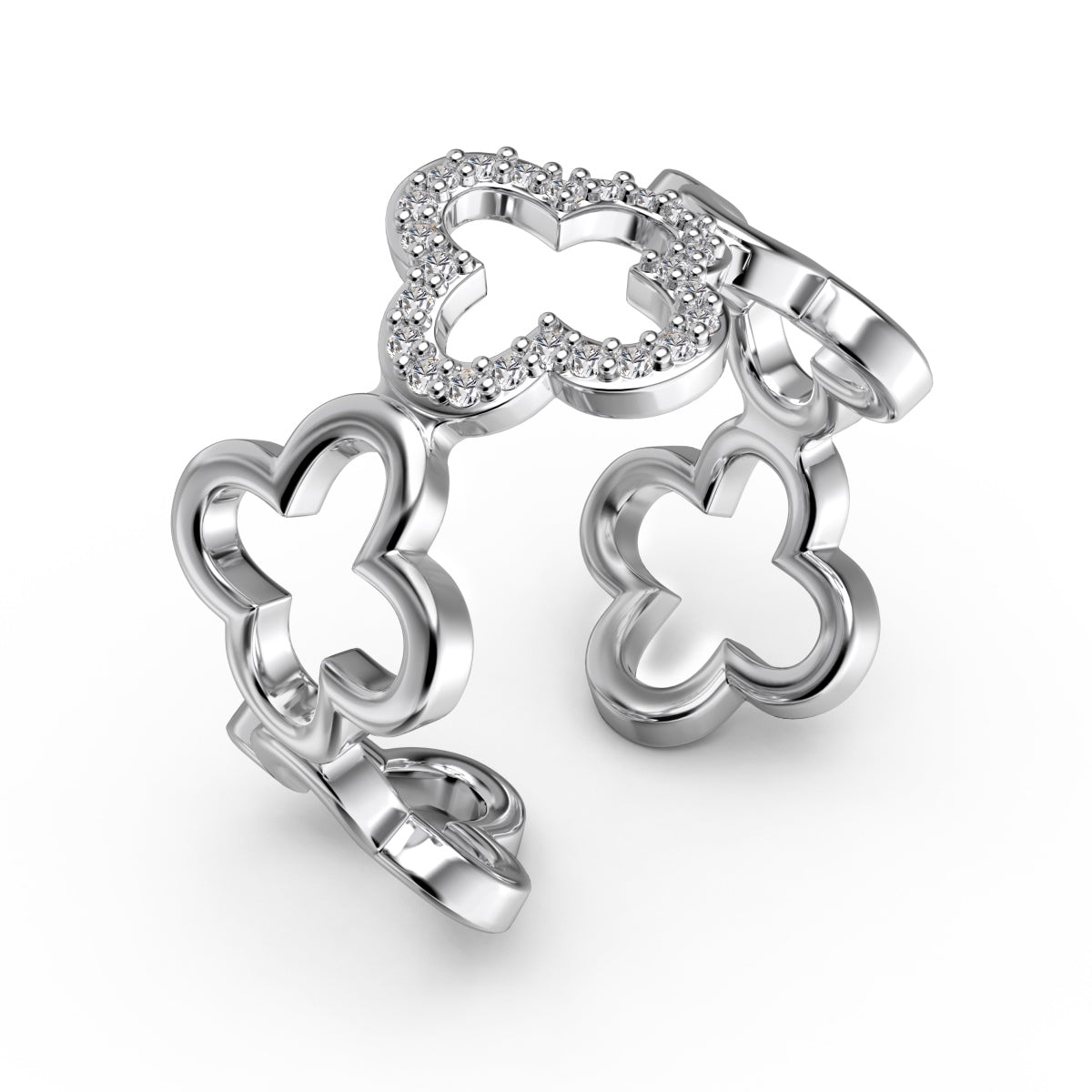 [AURORA]Hollow Design Four-Leaf Clover Flower Shape Ring
