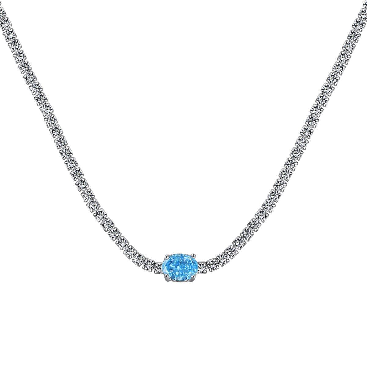 [Aurora]1.0 Carat Shining Oval Cut Necklace