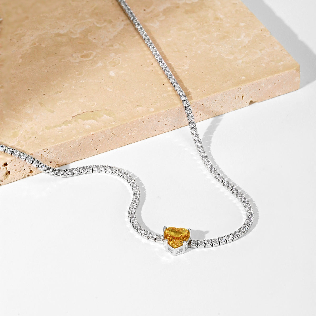 [Aurora]2.0 Carat Sparkling Tennis Heart Cut Necklace