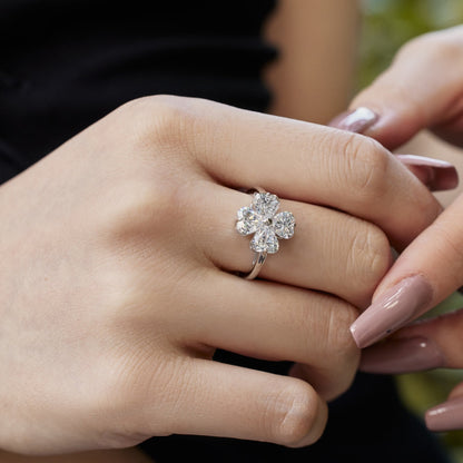[Aurora]Heart-shaped Four-Leaf Clover Ball Ring