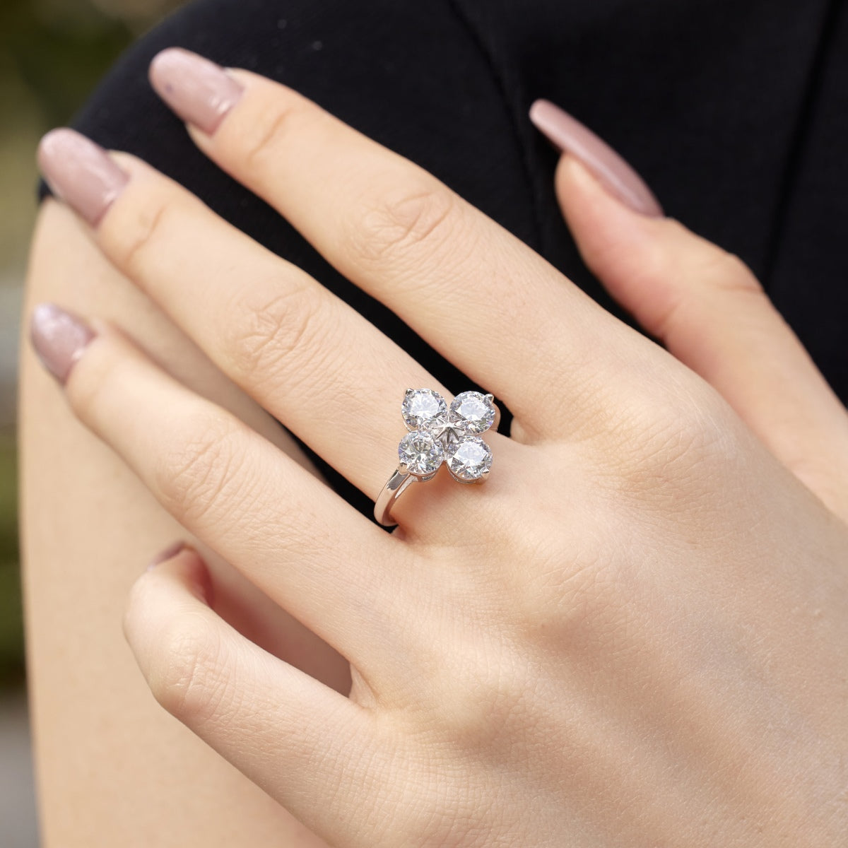 [AURORA]Four-Leaf Clover Eight-Pointed Star Ring