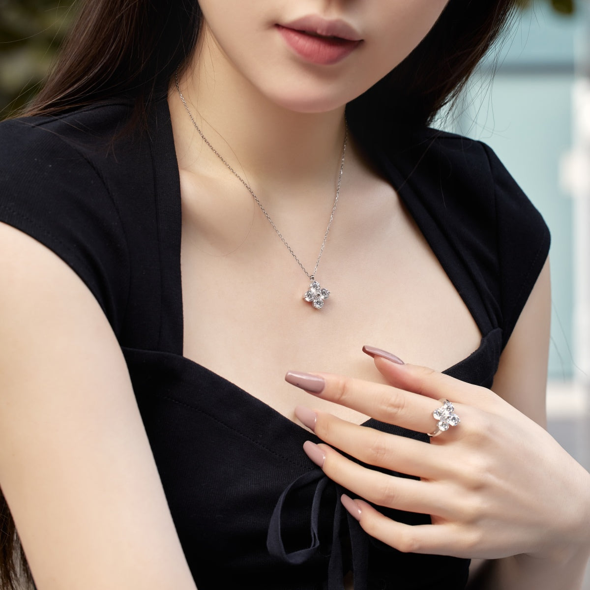 [Aurora]Four-Leaf Clover And Eight-Pointed Star Necklace
