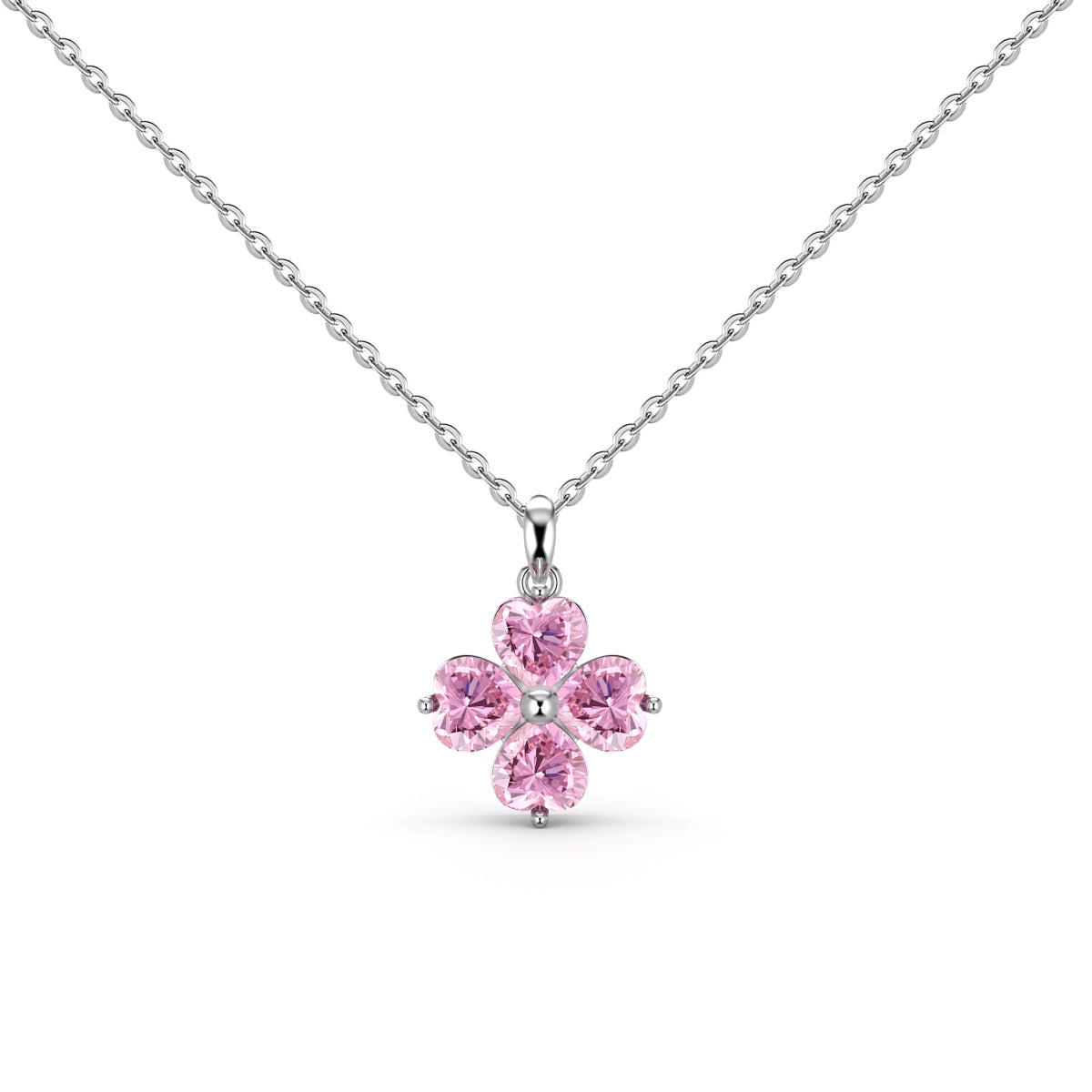 [Aurora]Heart-Shaped Four-Leaf Clover Bead Necklace