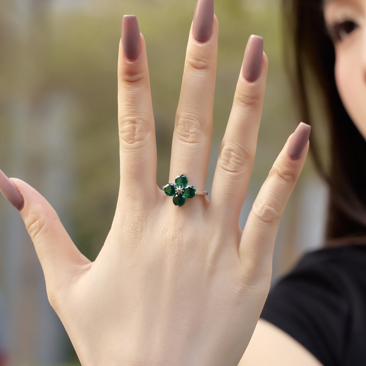 [Aurora]Four-Leaf Clover Eight-Pointed Star Ring