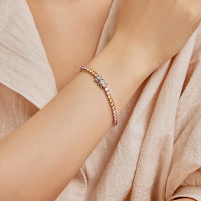 [AURORA] Strahlend buntes Tennisarmband im Rundschliff