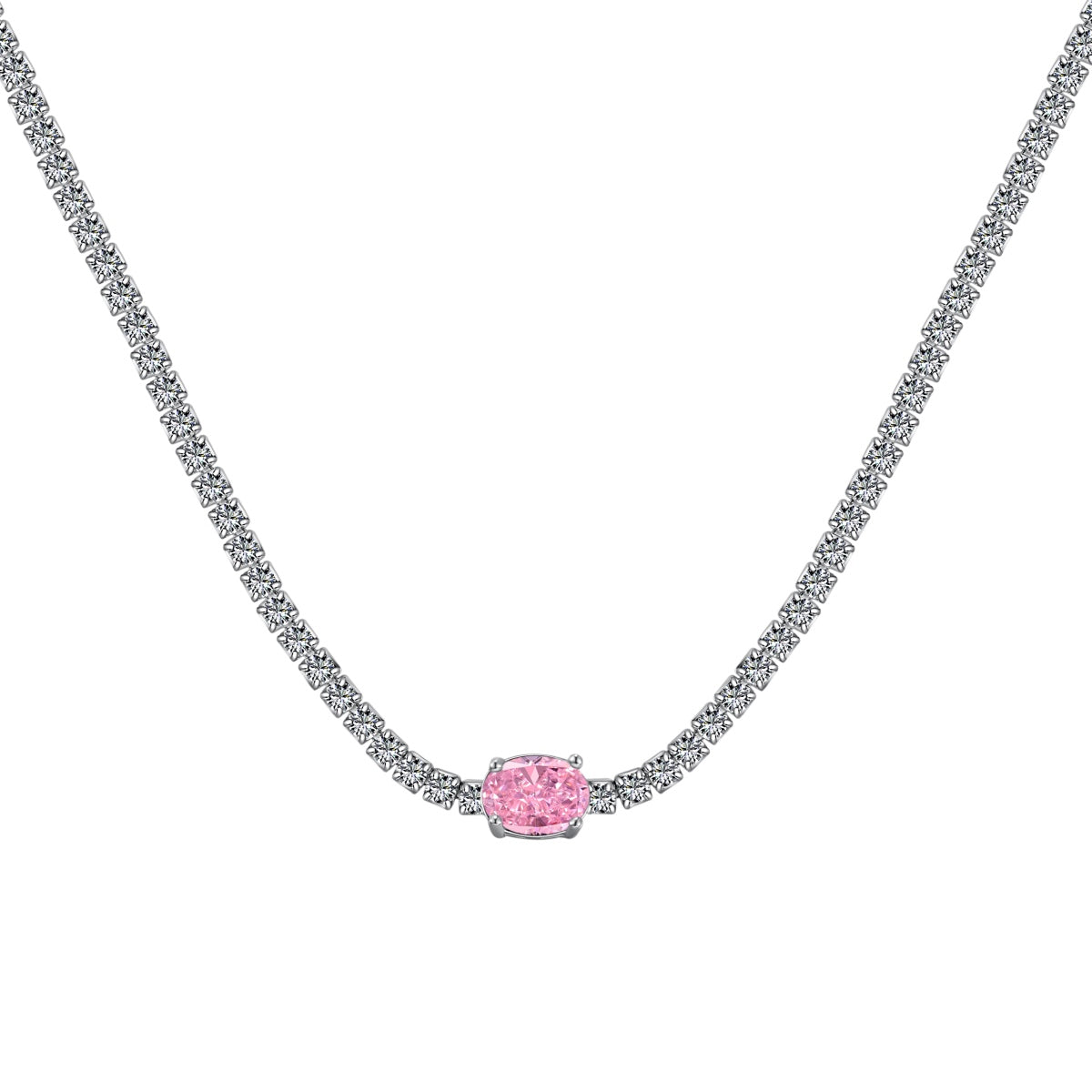 [Aurora]1.0 Carat Shining Oval Cut Necklace