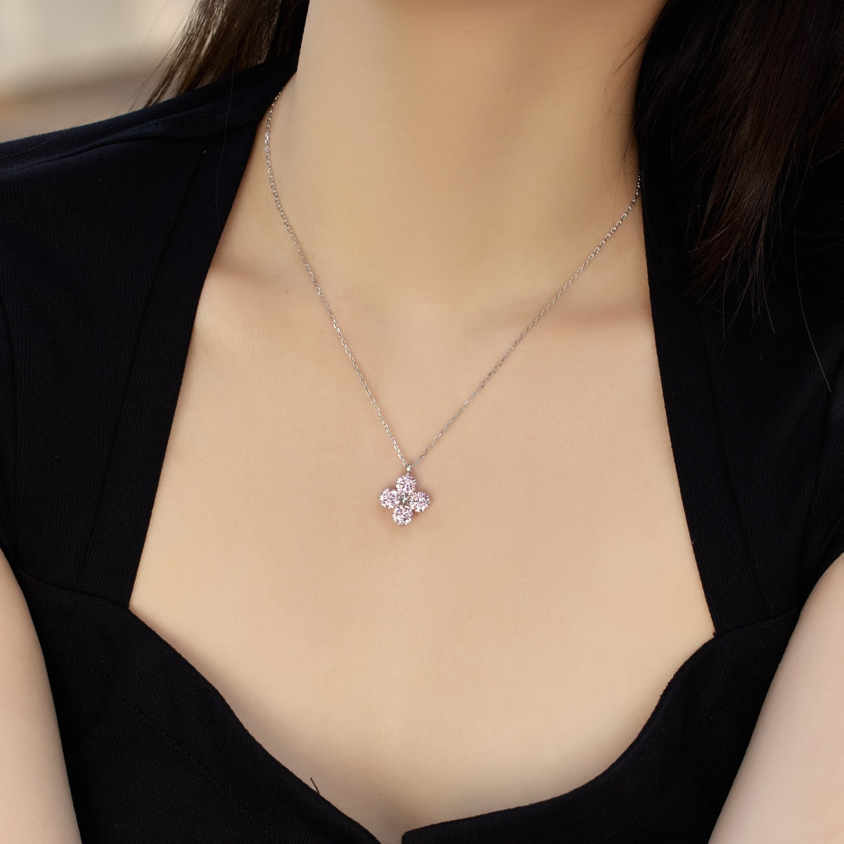 [Aurora]Four-Leaf Clover And Eight-Pointed Star Necklace