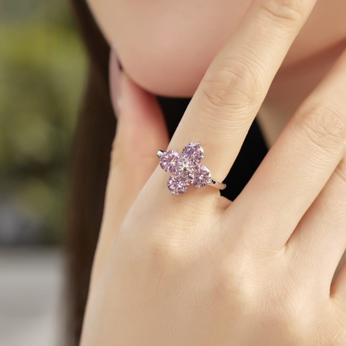 [Aurora]Four-Leaf Clover Eight-Pointed Star Ring