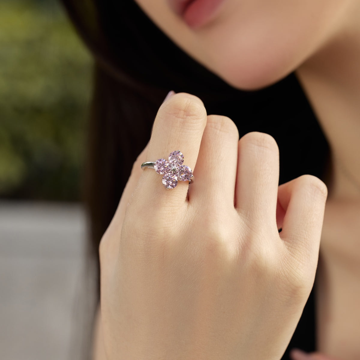 [Aurora]Four-Leaf Clover Eight-Pointed Star Ring
