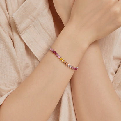 [AURORA]Luxuriöses buntes romantisches Herzform-Liebhaberarmband