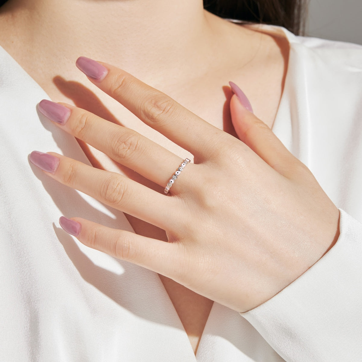 [Aurora]Sparkling Vibrant Round Shape Daily Ring