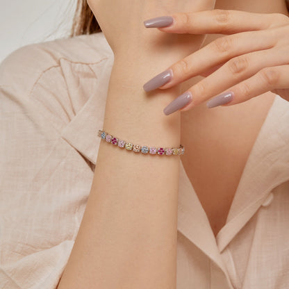 [AURORA] Zartes buntes Smaragdschliff-Tagesarmband