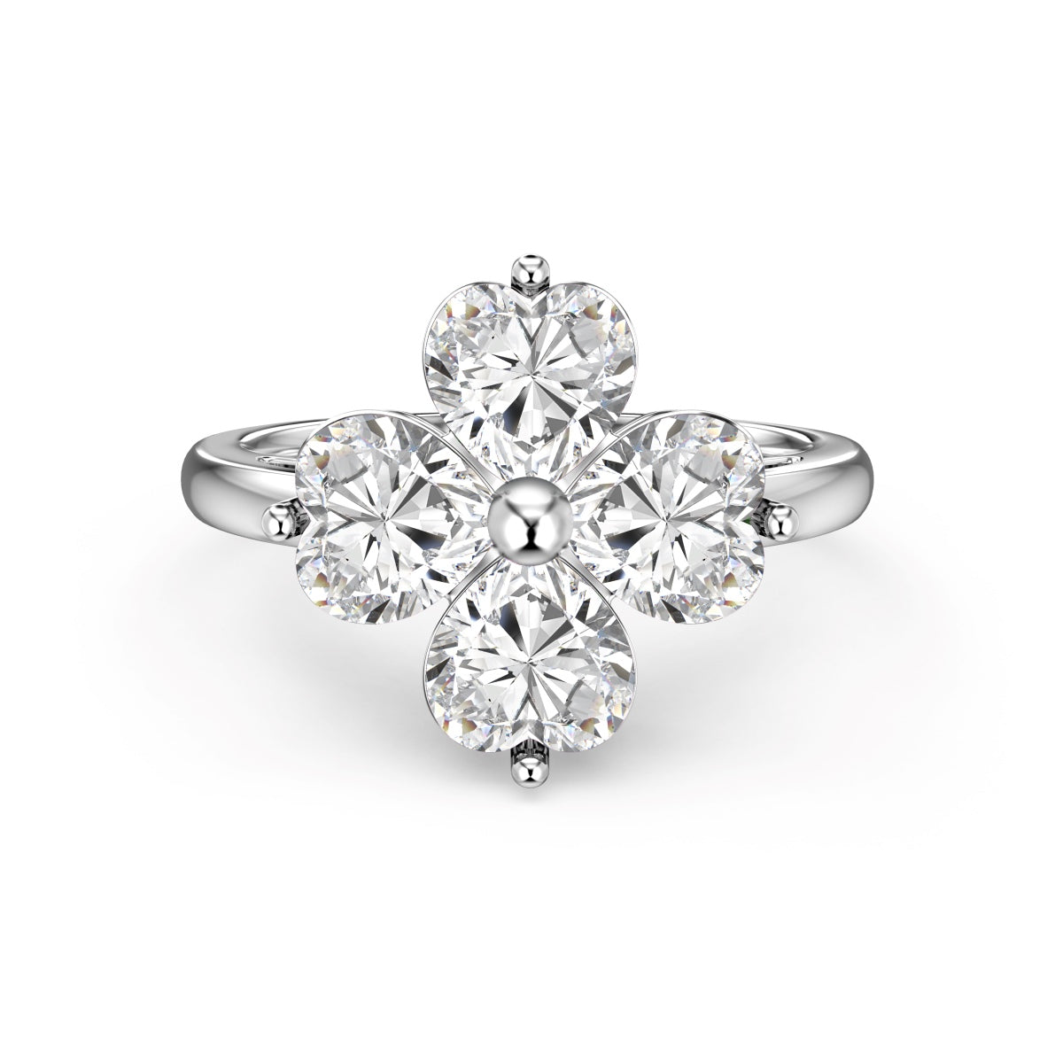 [Aurora]Heart-shaped Four-Leaf Clover Ball Ring