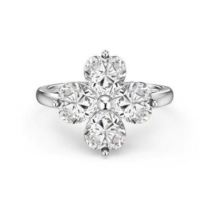 [Aurora]Heart-shaped Four-Leaf Clover Ball Ring