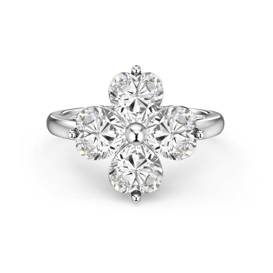 [Aurora]Heart-shaped Four-Leaf Clover Ball Ring