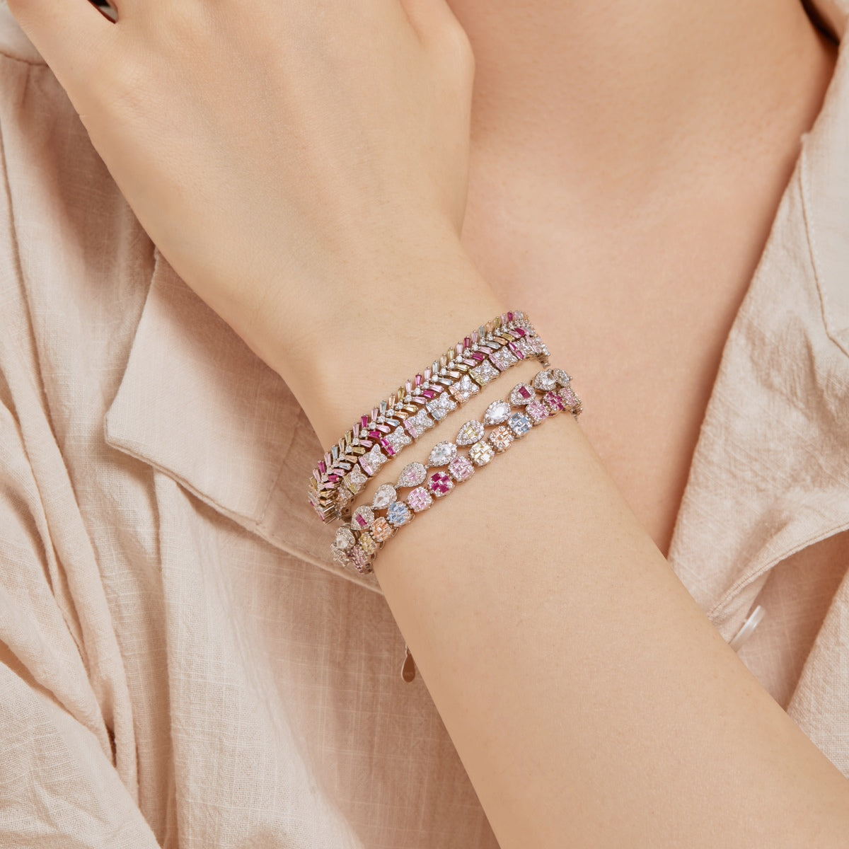 [Aurora]0.25 Carat Radiant Water Drop Shape Daily Bracelet
