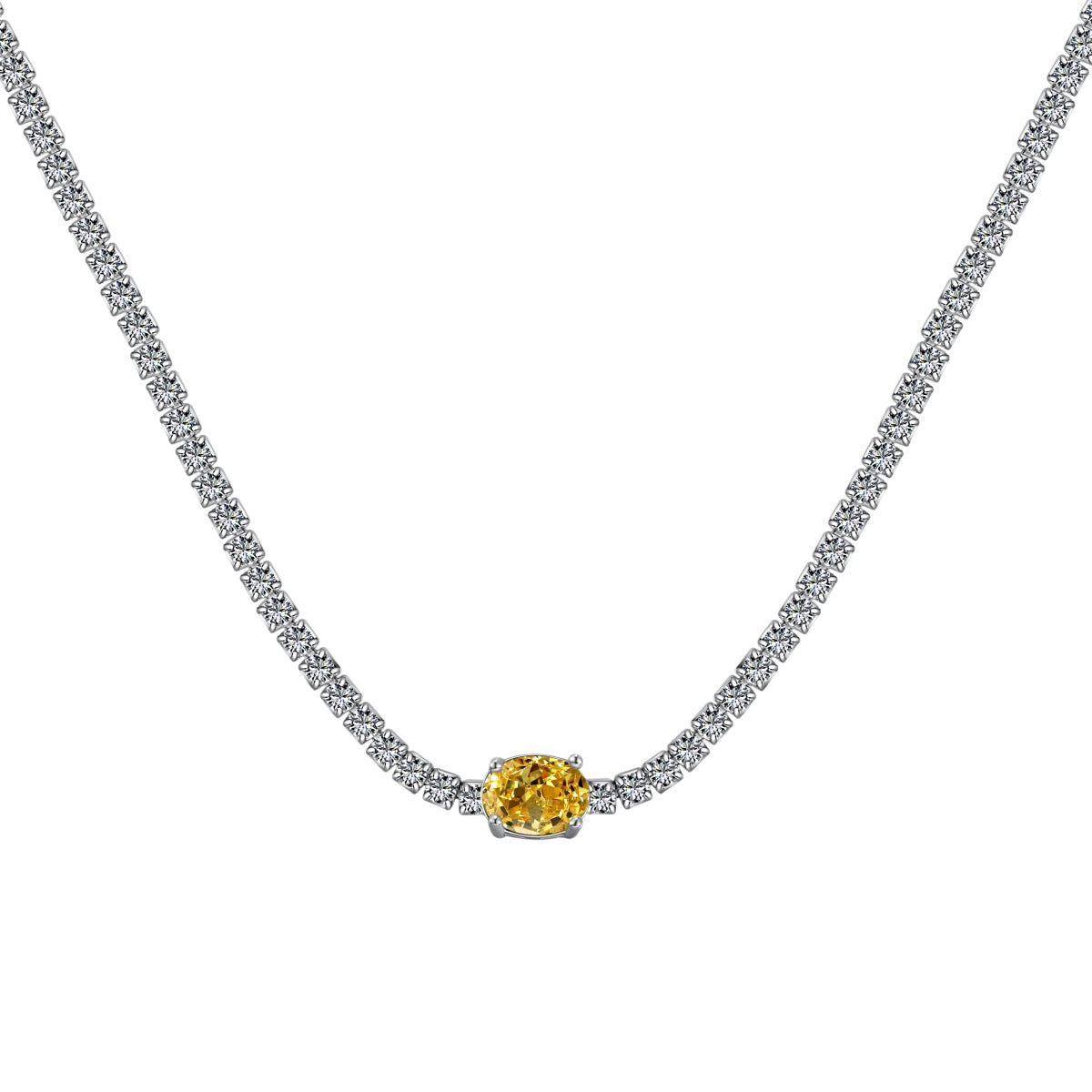 [Aurora]1.0 Carat Shining Oval Cut Necklace