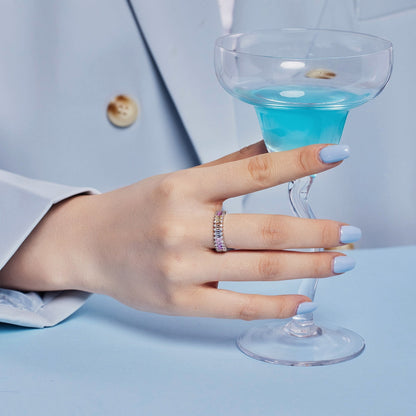 [AURORA] Spritziger, verzierter Cocktailring im Smaragdschliff