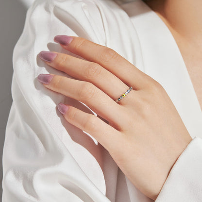 [Aurora]Sparkling Vibrant Round Shape Daily Ring