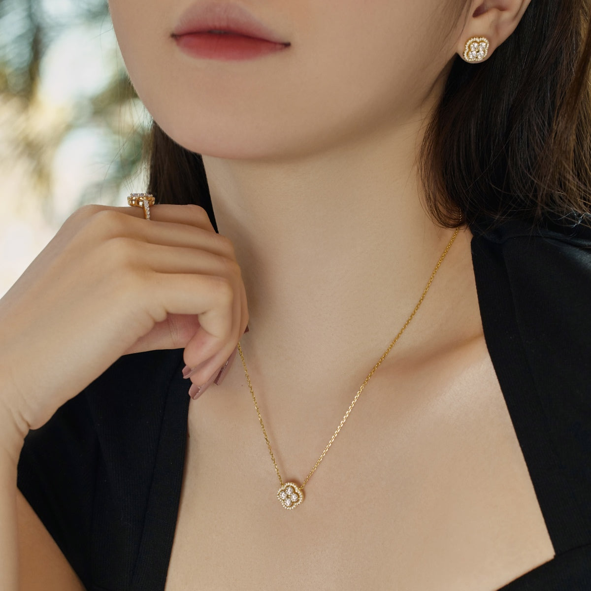 [Aurora]Exquisite Necklace With Four-Leaf Clover Flower Design