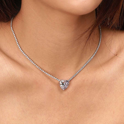 [Aurora]8.0 Carat Versatile Colorful Sweet Heart-Shaped Tennis Necklace