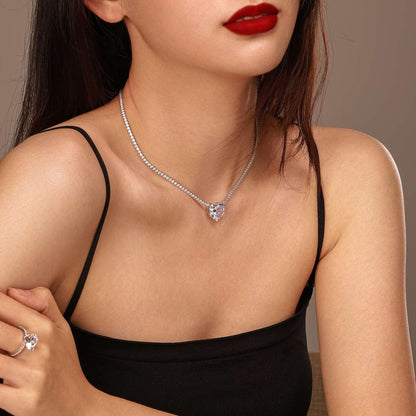 [Aurora]8.0 Carat Versatile Colorful Sweet Heart-Shaped Tennis Necklace