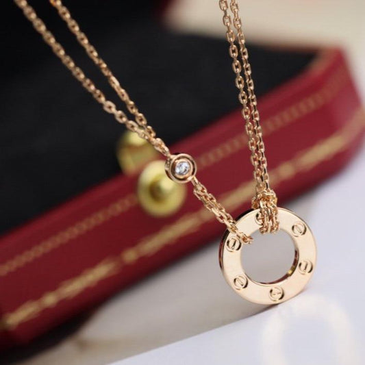 [Aurora]LOVE NECKLACE ADJUSTABLE ROSE GOLD 2 DIAMOND