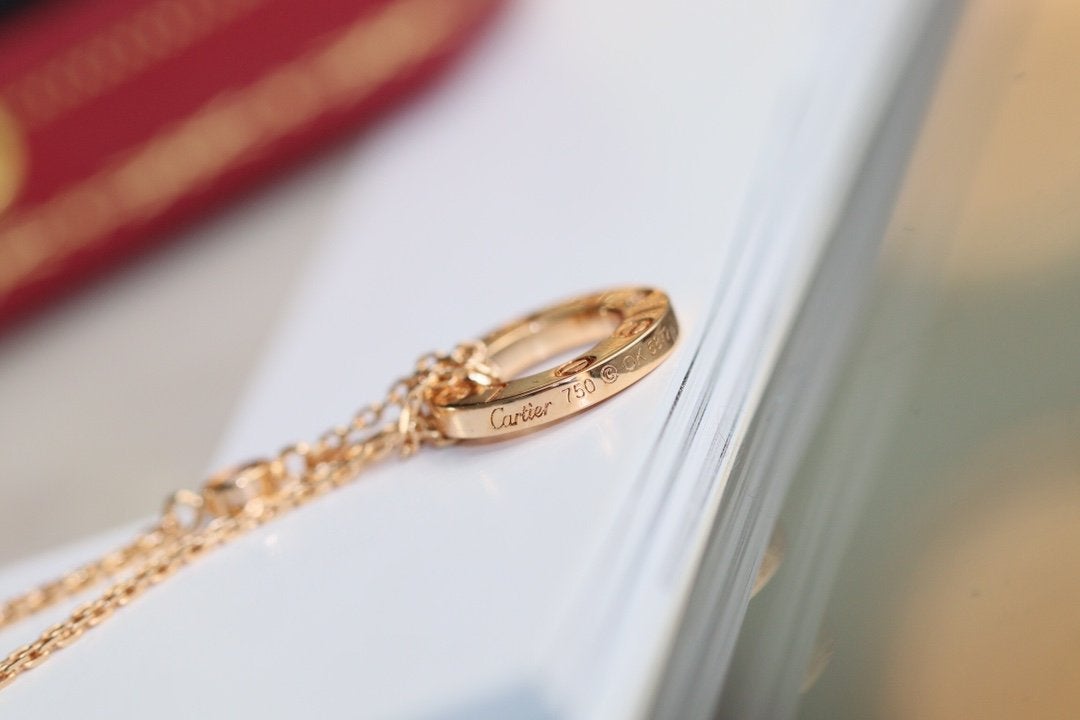 [Aurora]LOVE NECKLACE ADJUSTABLE ROSE GOLD 2 DIAMOND