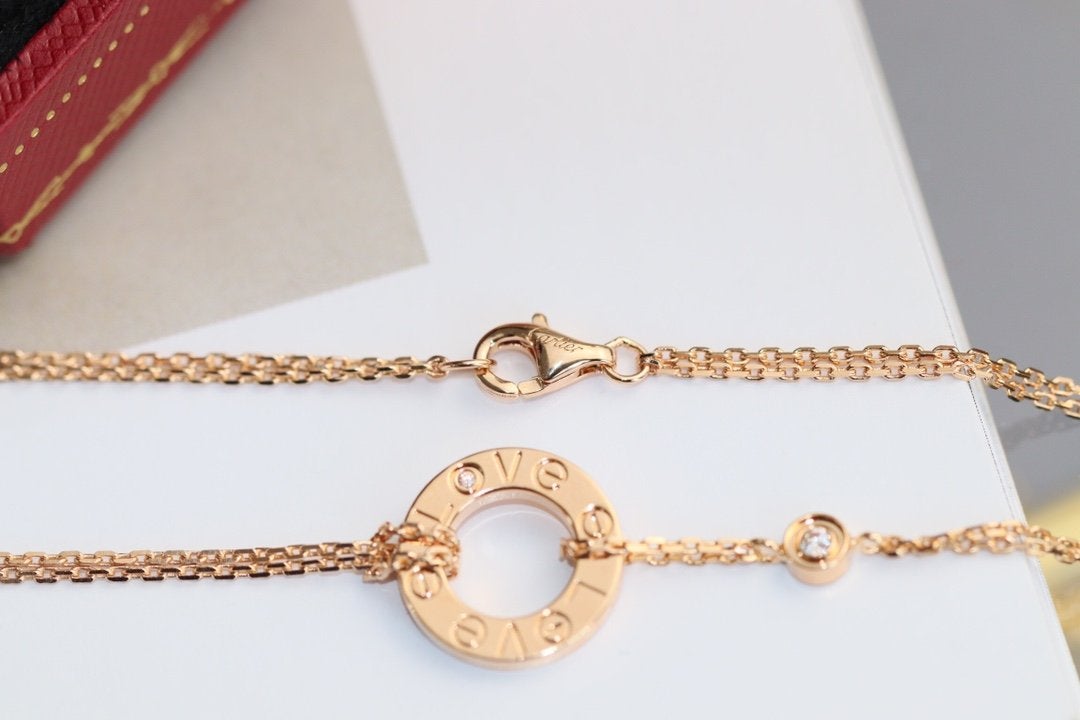 [Aurora]LOVE NECKLACE ADJUSTABLE ROSE GOLD 2 DIAMOND