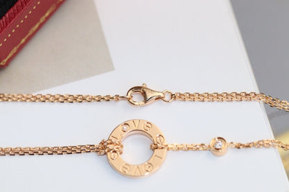 [Aurora]LOVE NECKLACE ADJUSTABLE ROSE GOLD 2 DIAMOND