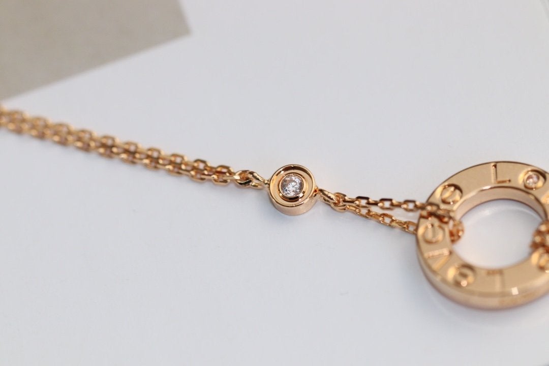 [Aurora]LOVE NECKLACE ADJUSTABLE ROSE GOLD 2 DIAMOND