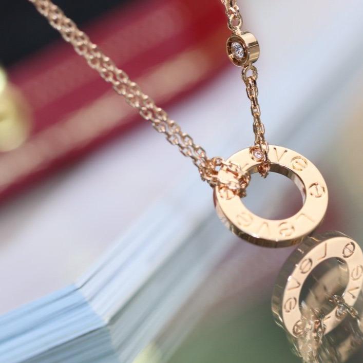 [Aurora]LOVE NECKLACE ADJUSTABLE ROSE GOLD 2 DIAMOND