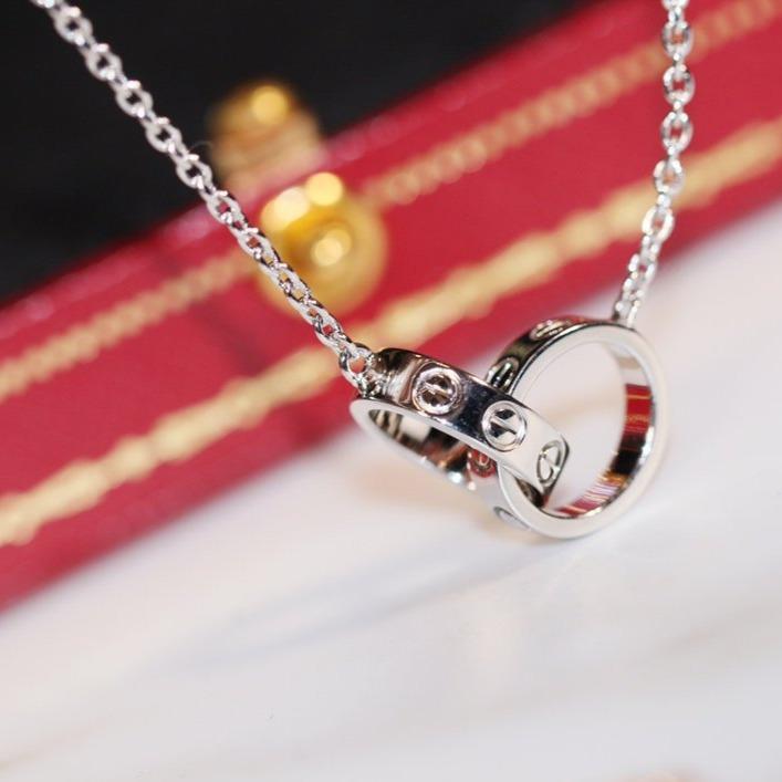 [Aurora]LOVE NECKLACE PINK GOLD AND SILVER
