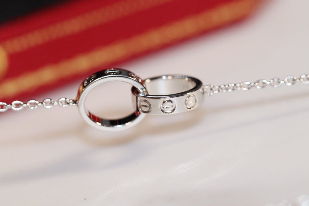 [Aurora]LOVE NECKLACE PINK GOLD AND SILVER
