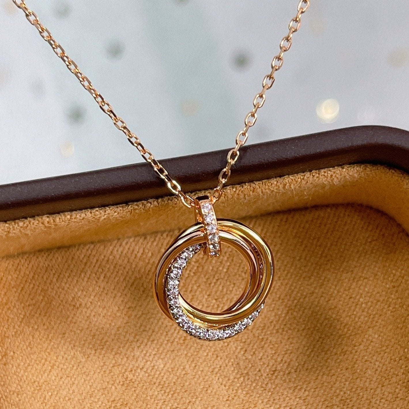 [AURORA]TRINITY HALSKETTE SILBER GOLD ROTGOLD DIAMANTEN 