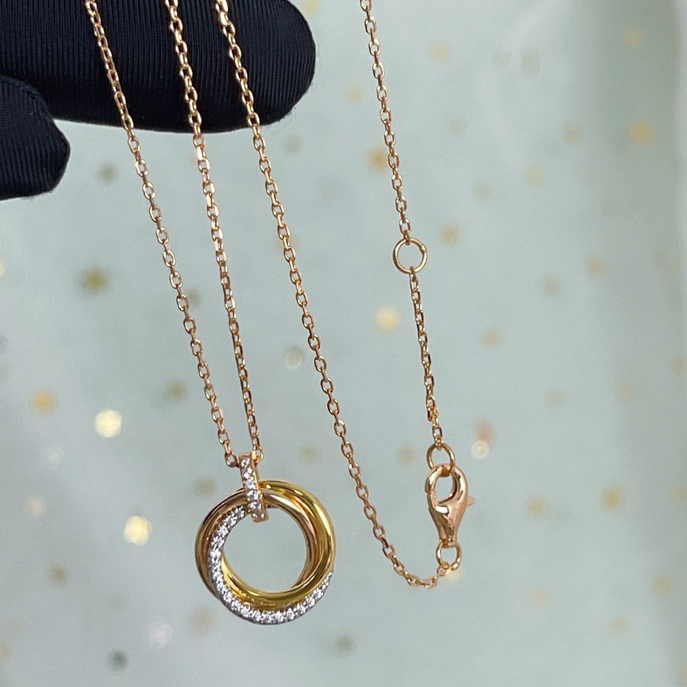 [AURORA]TRINITY HALSKETTE SILBER GOLD ROTGOLD DIAMANTEN 