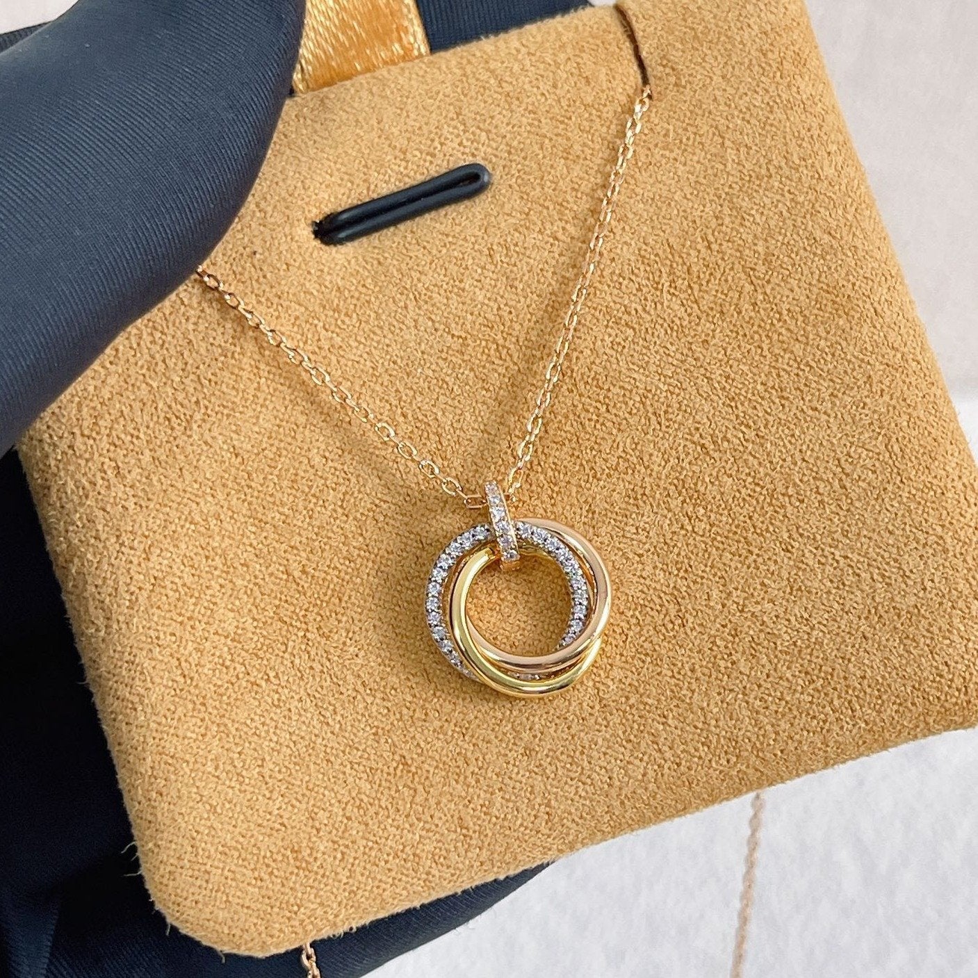 [AURORA]TRINITY HALSKETTE SILBER GOLD ROTGOLD DIAMANTEN 