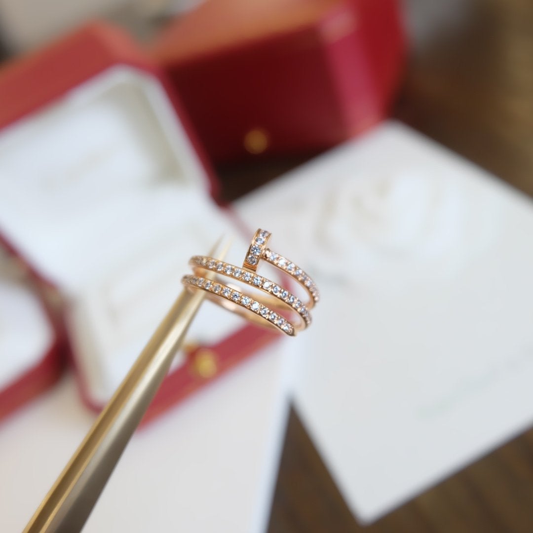 [AURORA]JUSTE RING 1,8 MM ROTGOLD DOPPELREIHIGE DIAMANTEN 