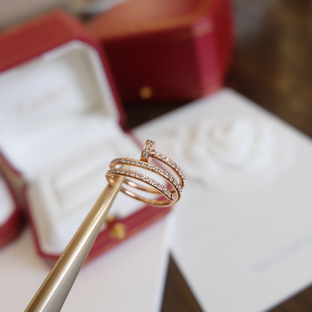 [AURORA]JUSTE RING 1,8 MM ROTGOLD DOPPELREIHIGE DIAMANTEN 