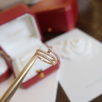 [AURORA]JUSTE RING 1,8 MM ROTGOLD DOPPELREIHIGE DIAMANTEN 