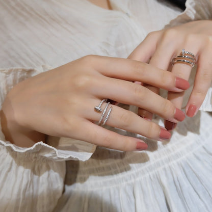 [AURORA]JUSTE RING 1,8 MM SILBER DOPPELREIHIGE DIAMANTEN 