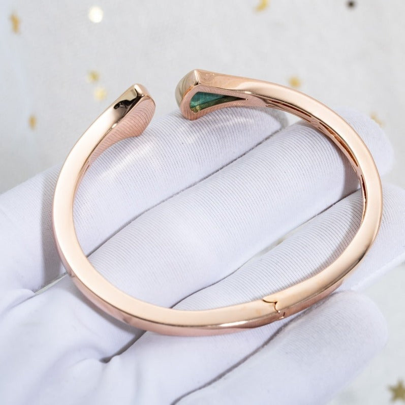 [AURORA]DREAM BRACELET OPEN MALACHITE PINK GOLD
