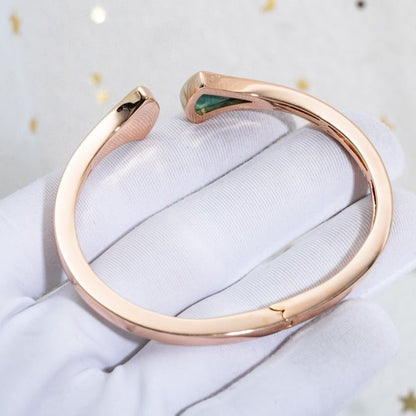 [AURORA]DREAM BRACELET OPEN MALACHITE PINK GOLD