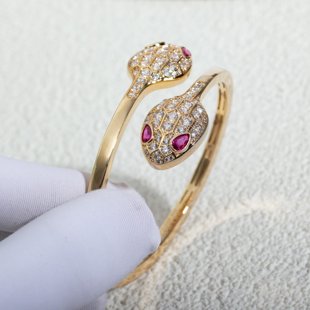 [Aurora]SERPENTI BRACELET PINK GOLD DIAMOND DOUBLE SNAKE