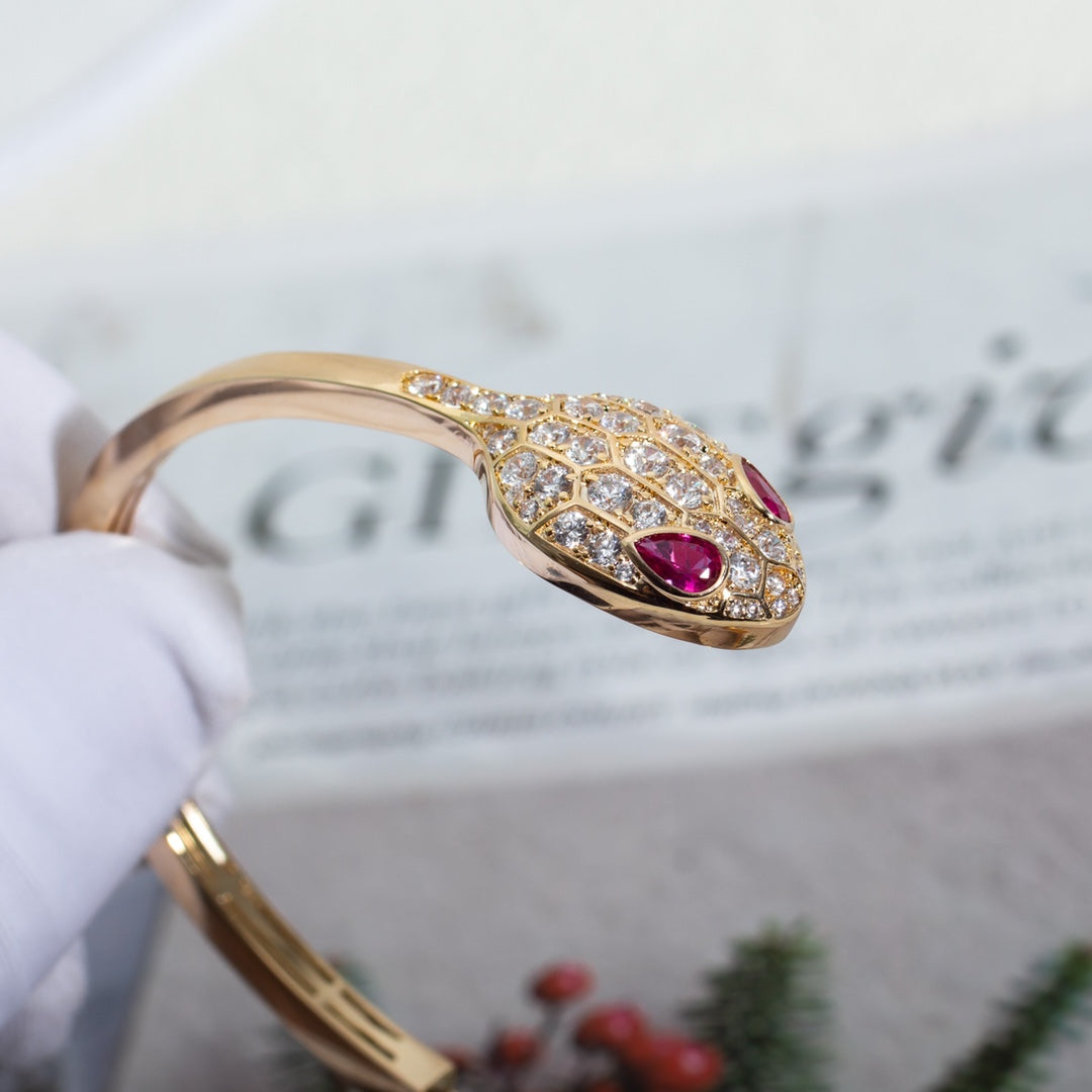 [Aurora]SERPENTI BRACELET PINK GOLD DIAMOND DOUBLE SNAKE